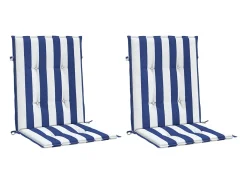 Cojines silla de respaldo bajo 2 unidades tela a rayas azul y blanco