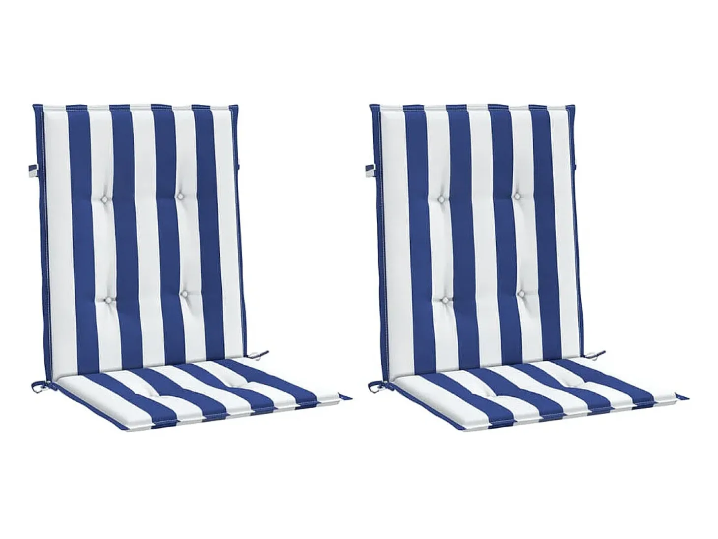 Cojines silla de respaldo bajo 2 unidades tela a rayas azul y blanco