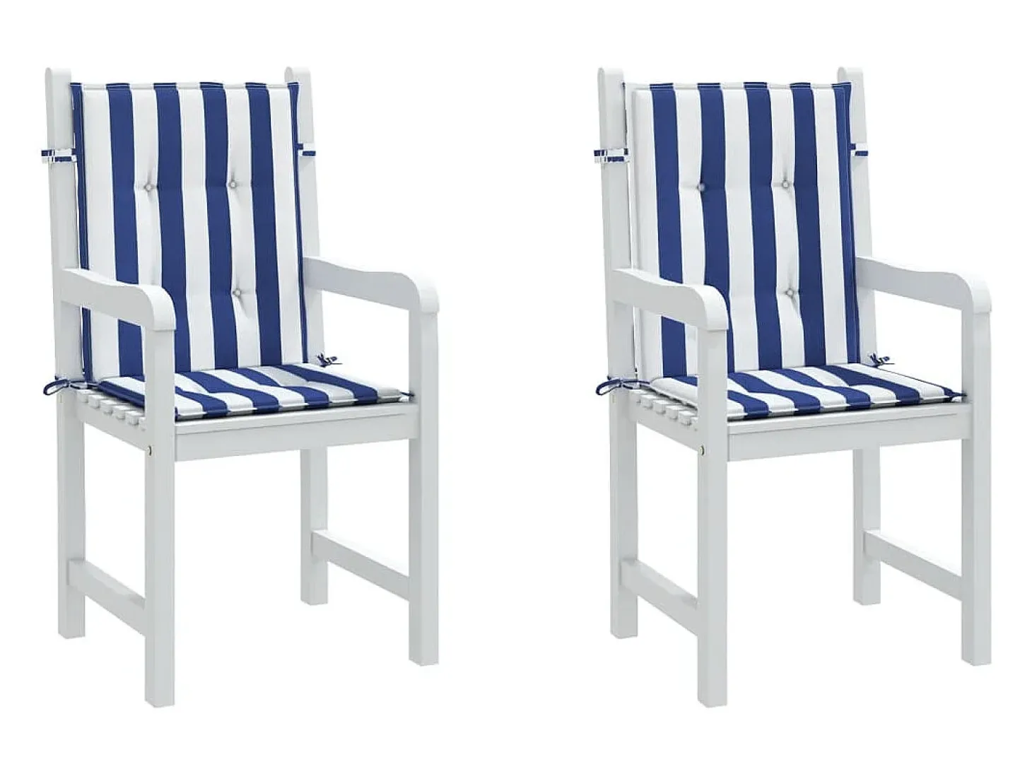 Cojines silla de respaldo bajo 2 unidades tela a rayas azul y blanco