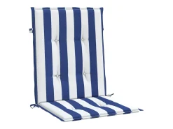 Cojines silla de respaldo bajo 4 unidades tela a rayas azul y blanco