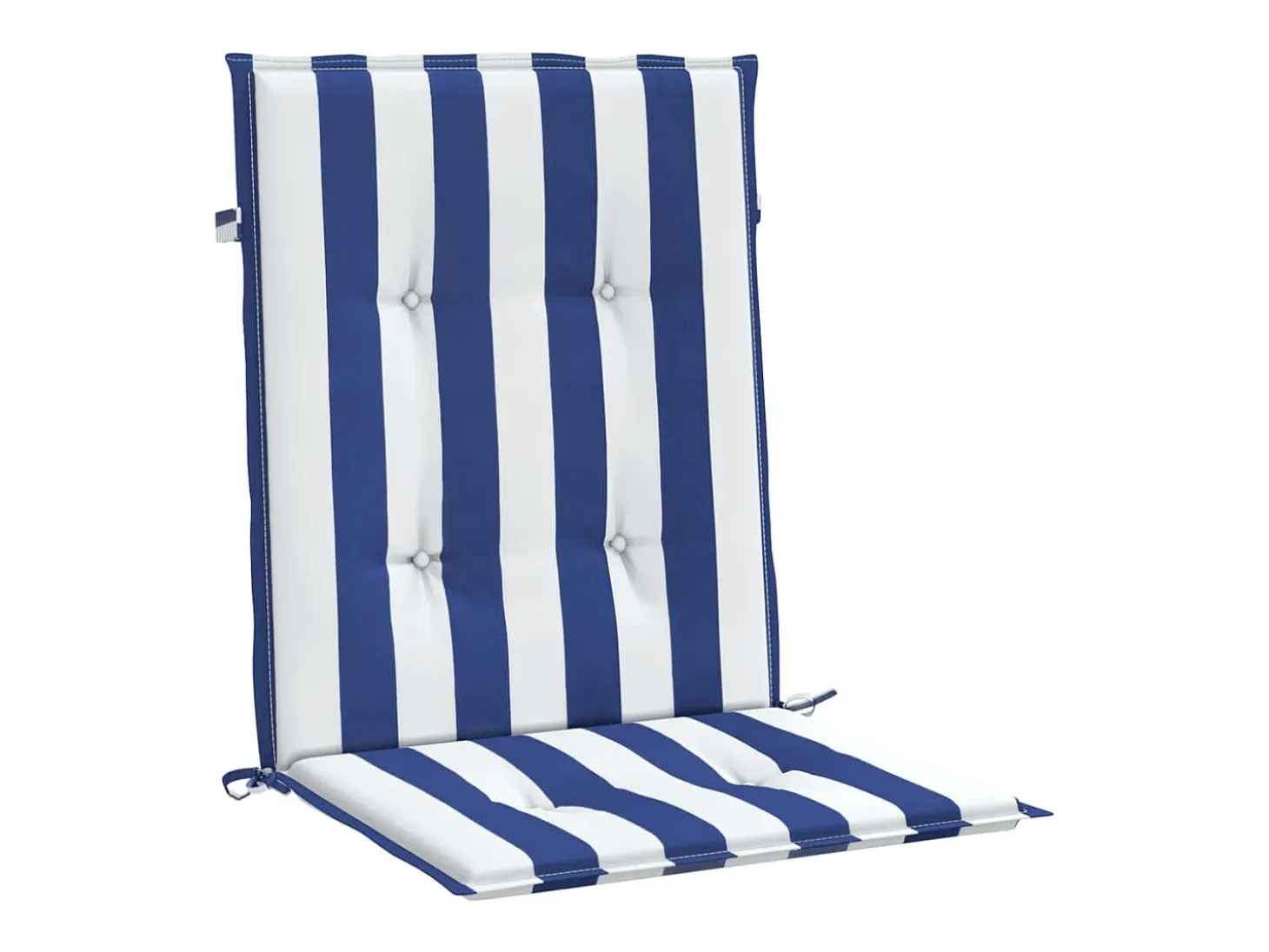 Cojines silla de respaldo bajo 6 unidades tela a rayas azul y blanco