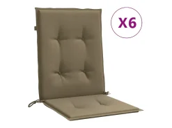 Cojines silla respaldo bajo 6 ud tela taupe melange 100x50x4 cm