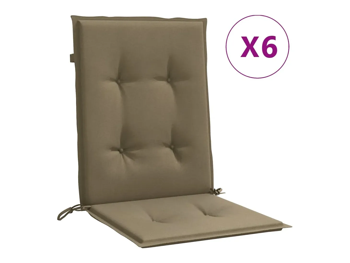 Cojines silla respaldo bajo 6 ud tela taupe melange 100x50x4 cm