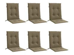 Cojines silla respaldo bajo 6 ud tela taupe melange 100x50x4 cm