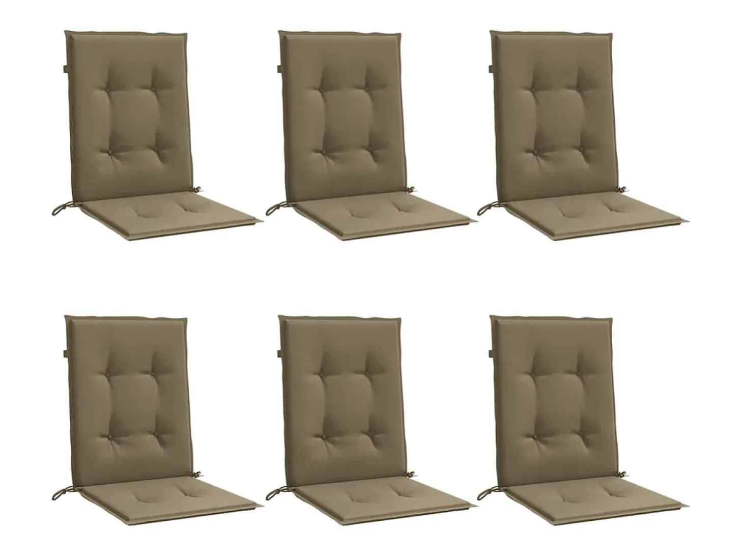Cojines silla respaldo bajo 6 ud tela taupe melange 100x50x4 cm