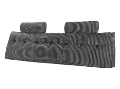 Cojín de Lectura SucceBuy, con 2 Bolsillos Laterales y 2 Reposacabezas, Almohada de Franela Lavable, Soporte Lumbar para Leer, Descansar, Gris