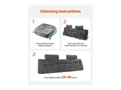 Cojín de Lectura SucceBuy, con 2 Bolsillos Laterales y 2 Reposacabezas, Almohada de Franela Lavable, Soporte Lumbar para Leer, Descansar, Gris