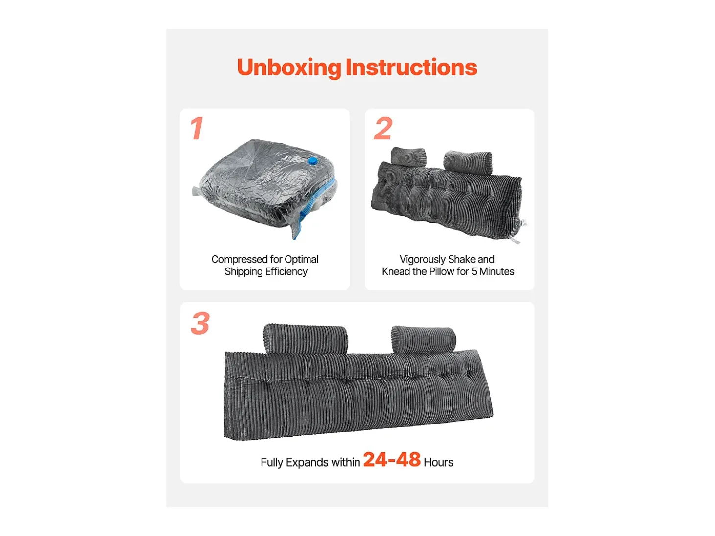 Cojín de Lectura SucceBuy, con 2 Bolsillos Laterales y 2 Reposacabezas, Almohada de Franela Lavable, Soporte Lumbar para Leer, Descansar, Gris