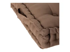 Cojín de Suelo de Algodón Taupe 40 x 40 cm con Botones y Asa