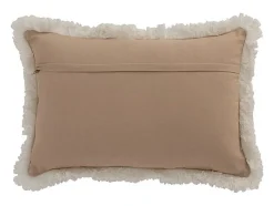 Cojín rectangular con borde de flecos y motivos de yute natural 49x31cm