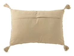 Cojín rectangular con flocado en algodón beige 60x40x12 cm