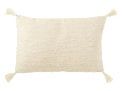 Cojín rectangular con floca de algodón beige 60x40x12 cm