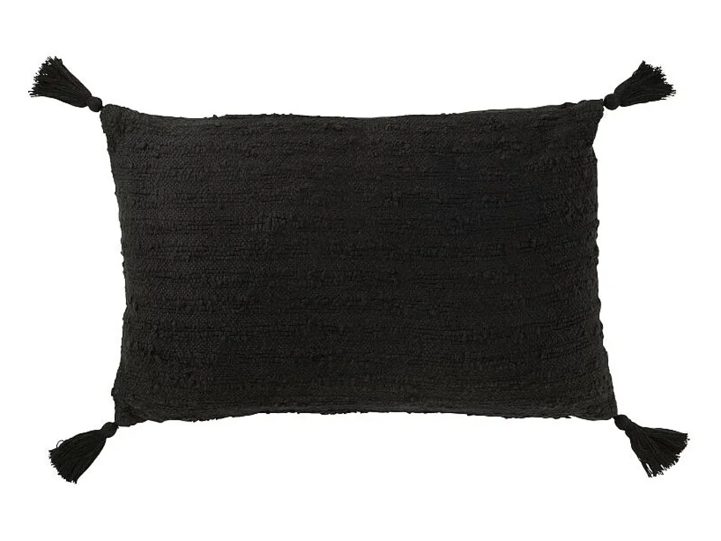 Cojín rectangular con solapas de algodón negro 60x40x12 cm