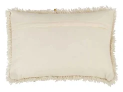 Cojín rectangular de algodón blanco y dorado, 60 x 40 cm