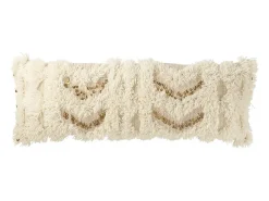 Cojín rectangular de poliéster beige 100x35x12 cm