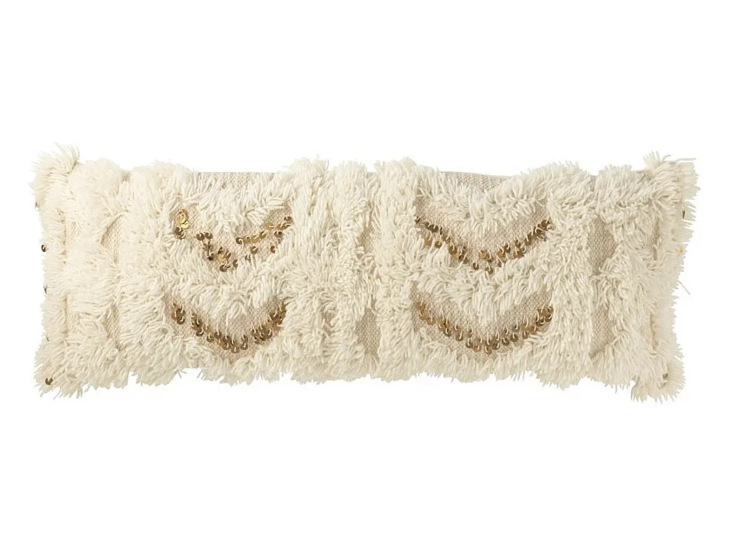 Cojín rectangular de poliéster beige 100x35x12 cm