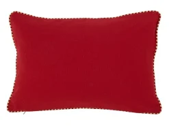 Cojín rectangular de tela roja 30 x 45 x 3,5 cm