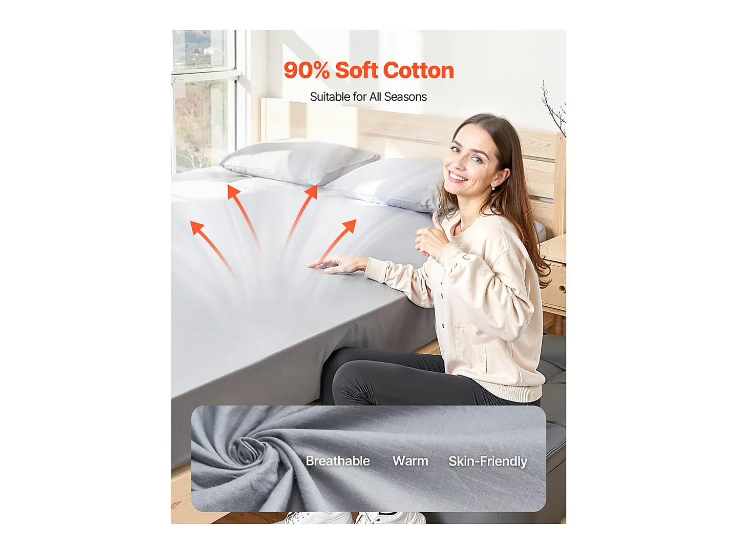 Colcha SucceBuy Sábanas Earthing - Tamaño King, 90 % Algodón + 10 % Fibra de Plata