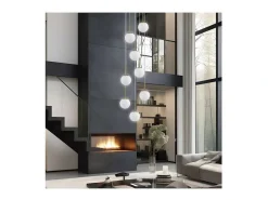 Colgante 8 luces modelo Portile acabado latón/blanco, 55cm(alto) 55cm(ancho) 36cm(fondo)