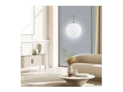 Colgante 1 luz modelo Portile acabado laton/blanco, 60cm(alto) 35cm(ancho) 35cm(fondo)