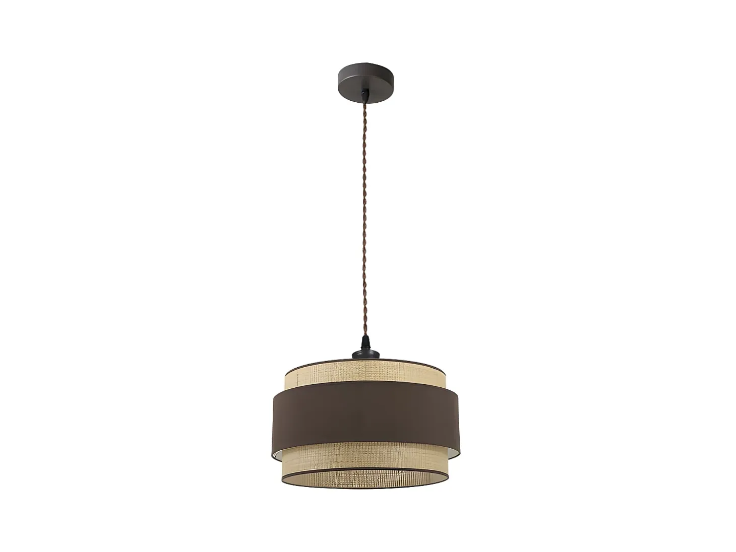 Colgante Con Pantalla De Tela Natural Modelo Kandy