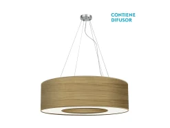Colgante Grande Modelo Haiti 4luces Cromo/madera Clara