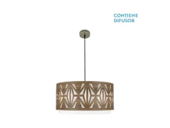 Colgante Katerina Cuero/madera Oscura Modelo Regulable