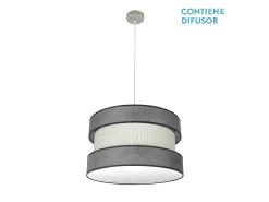 Colgante Niquel/gris-beis Modelo Home 2luces Regulable