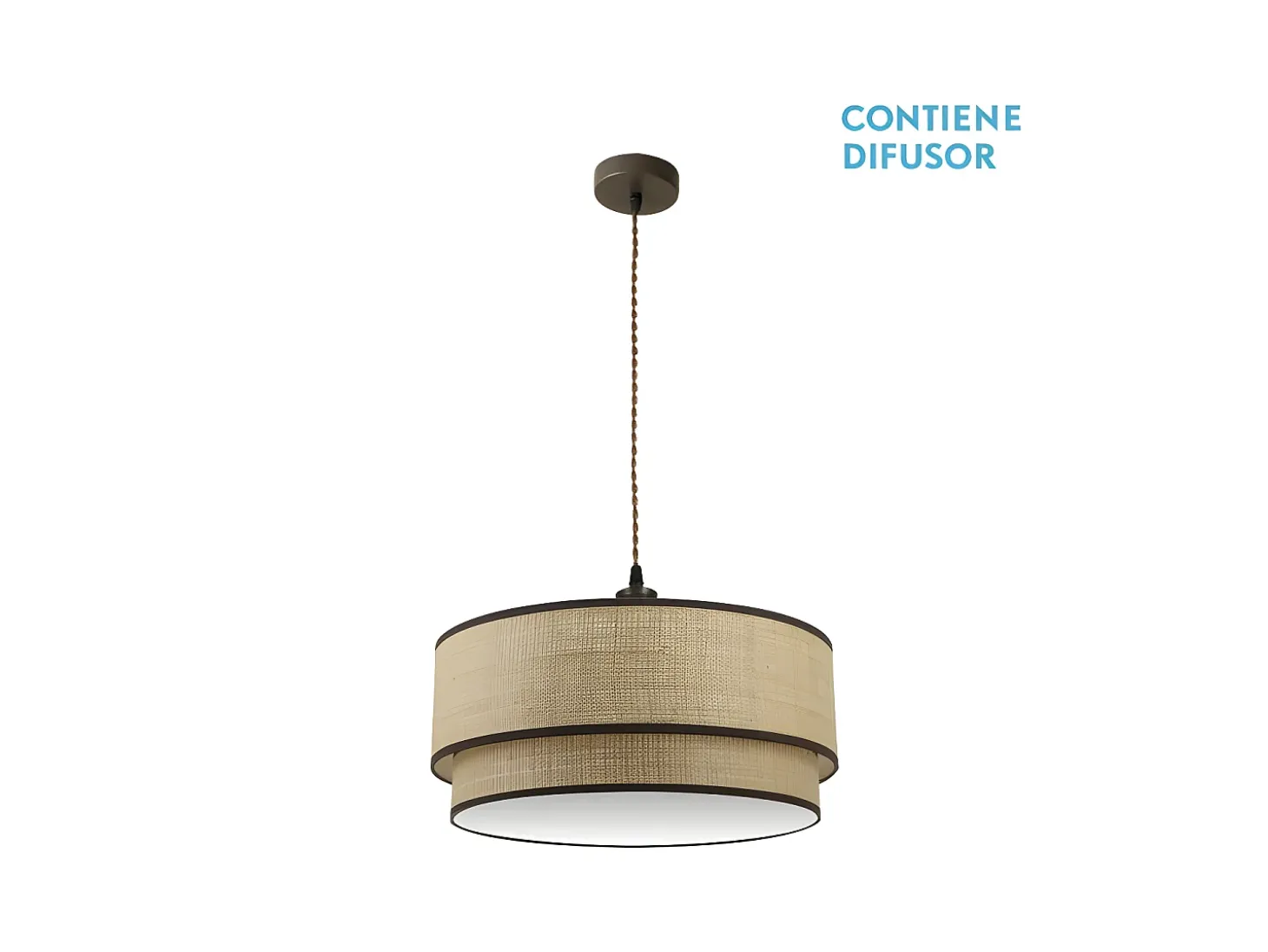 Colgante Realizado En Metal Marron Y Pantalla Color Natural Roque
