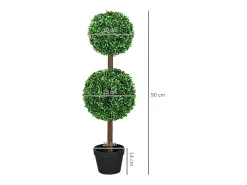 Conjunto de 2 bojs artificiales con doble bola, planta decorativa resistente a los rayos UV para uso interior y exterior, verde (18x18x90 cm)