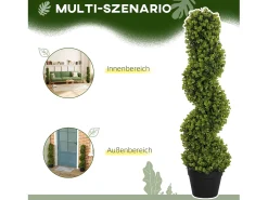 Conjunto de 2 eucaliptos artificiales en espiral, plástico resistente, color verde (17,5 x 17,5 x 90 cm)
