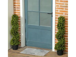 Conjunto de 2 eucaliptos artificiales en espiral, plástico resistente, color verde (17,5 x 17,5 x 90 cm)