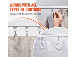 Conjunto de Rieles SucceBuy para Cortinas de Techo de 180cm, Separador de Habitación con Ganchos, Sistema de Cortina Corrediza para Separador de Habitación, Blanco
