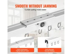 Conjunto de Rieles SucceBuy para Cortinas de Techo 360cm, Sistema Corredizo para Cortinas, Ganchos y Ferretería, Blanco para Salón y Dormitorio