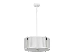Corona Cylindrical 3 Light Pendel, Vit polerad nickel