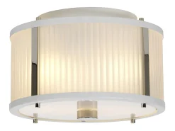 Corona Cylindrical 2 Light Pendel, Vit polerad nickel, frostat glas