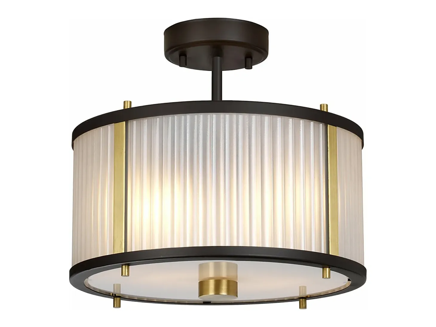 Corona Cylindrical 2 Light Pendel, Museum Brons, Frostat Glas