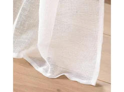 Cortina ancha semitransparente tejida con efecto lino blanco Haltona con ojales