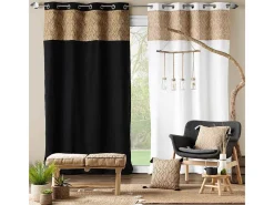 Cortina bi material con lona de yute estampada 140 x 240 cm