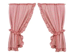 Cortina Bonne femme a cuadros vichy rojos y blancos 75 x 160 cm