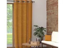 Cortina con ojales de algodón puro 135x250 cm PANAMA mostaza, de Soleil d'Ocre