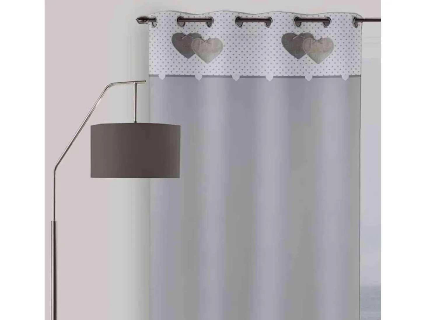 Cortina con ojales de algodón puro 135x250 cm LOVE gris