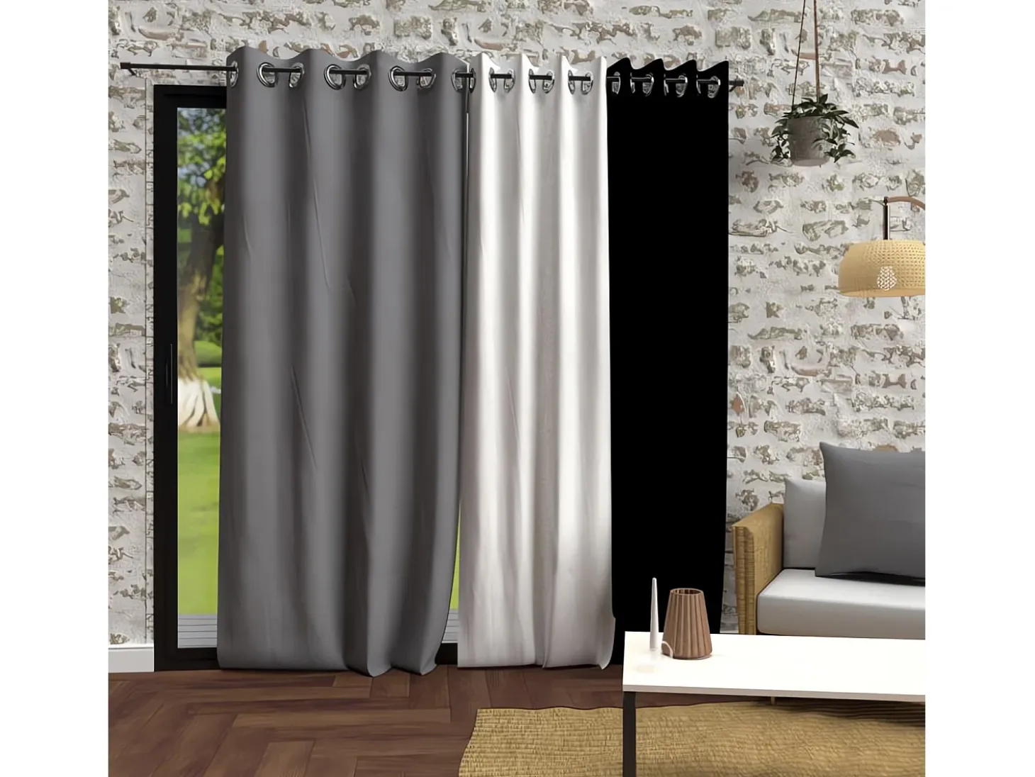 Cortina con ojales de microfibra lavados 135x250 cm BOHEME gris