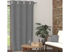 Cortina con ojales de puro algodón 135x250 cm PANAMA gris, por Soleil d'Ocre