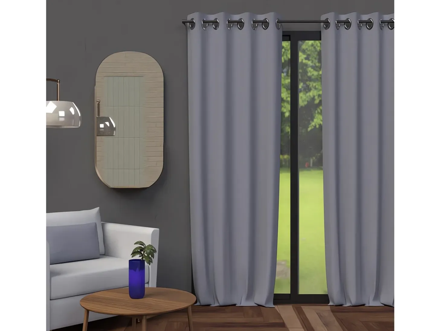 Cortina con ojales 135X250 cm BLACKOUT gris