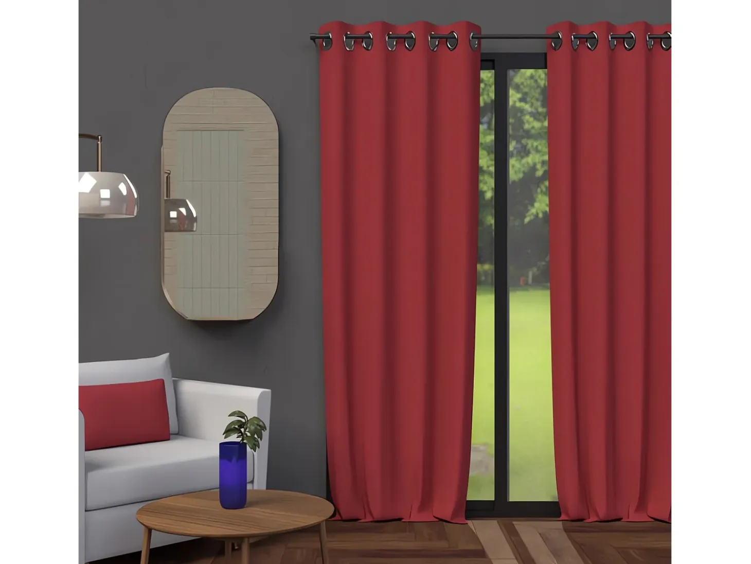 Cortina con ojales 135X250 cm BLACKOUT rojo