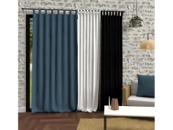Cortina con patas de microfibra lavada 135x250 BOHEME pato azul