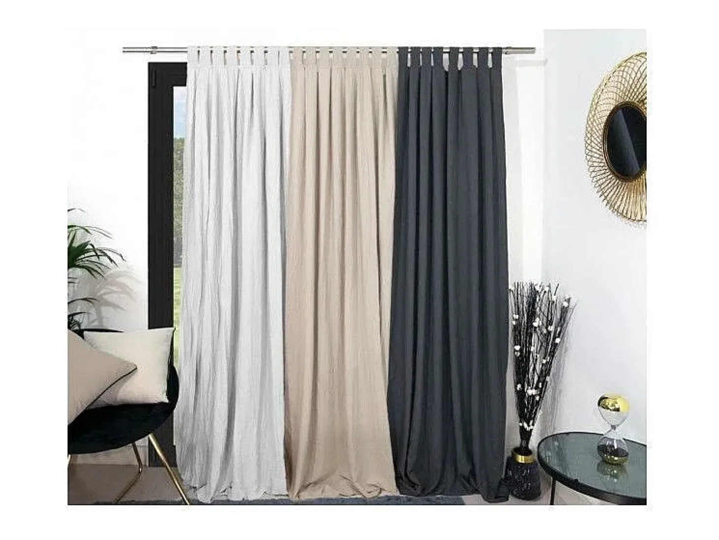 Cortina con patas de microfibra lavada 135x250 cm BOHEME blanco