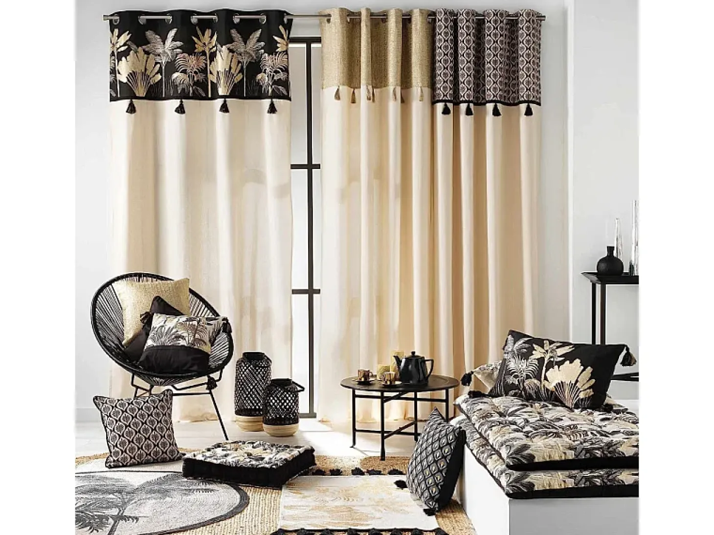 Cortina de decoración con estilo dorado 140 x 240 cm