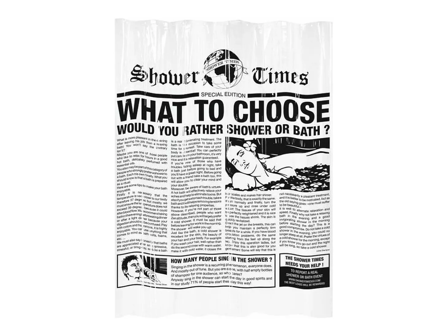 Cortina de Ducha Gelco Gazette Negro PEVA 180 x 200 cm